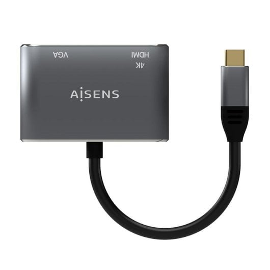 Adaptador USB-C a VGA/HDMI 4K Aisens 15cm Gris
