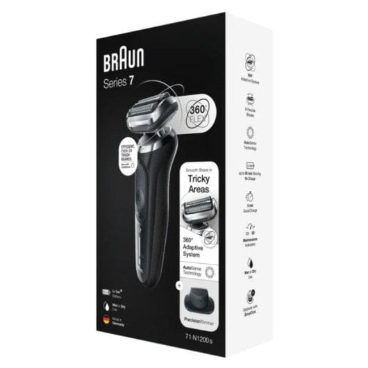 Rasoir pour Visage Braun Series 7 71-N1200s Sans Fil 50min Sec et Mouillé 3 Lames Charge Rapide