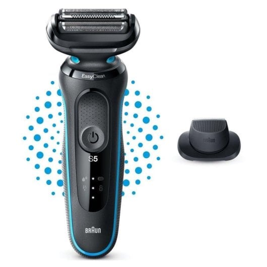 Máquina de Barbear Facial Braun Series 5 51-M1200s Recarregável 50min Seco e Molhado 3 Lâminas Aparador Precisão Carga Rápida