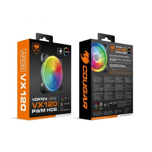 Cougar Vortex ARGB VX120 PWM HDB Pack 3 Ventilateurs supplémentaires 120 mm
