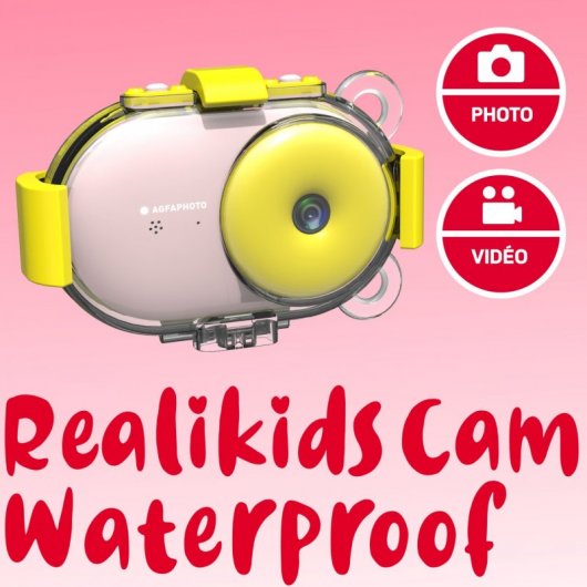 AgfaPhoto Realikids Cam Fotocamera sportiva impermeabile per bambini 16MP Rosa