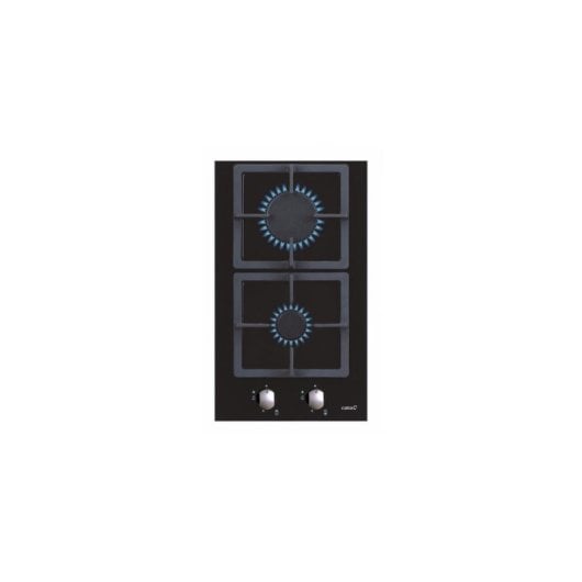 Plaque gaz Cata SCI 3002 BK 2 foyers 30 cm verre noir fonte