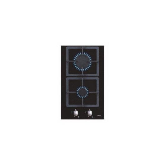 Placa de Gas Cata SCI 3002 BK 2 Zonas 30 cm Negra Vidrio Fundido