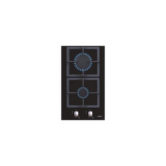 Placa de Gas Cata SCI 3002 BK 2 Zonas 30 cm Negra Vidrio Fundido