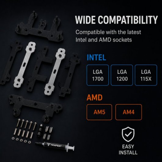 Ventola CPU Tempest Cooler 4Pipes 2x120mm RGB Nera