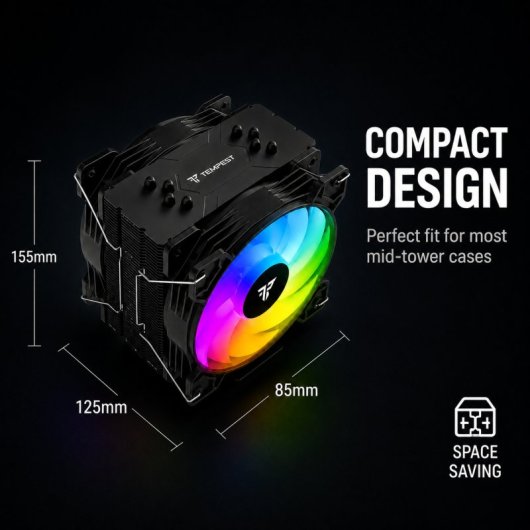 Ventola CPU Tempest Cooler 4Pipes 2x120mm RGB Nera