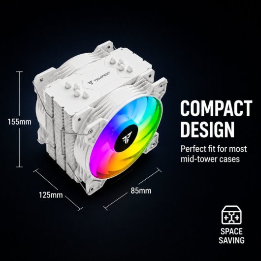 Ventola CPU Tempest Cooler 4Pipes 2x120mm RGB Bianca