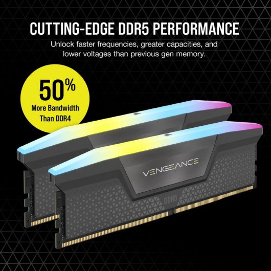 Corsair Vengeance RGB DDR5 5600MHz 32GB 2x16 GB CL36 Memória Dual AMD EXPO e Intel XMP