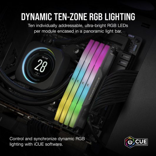 Corsair Vengeance RGB DDR5 5600MHz 32GB 2x16 GB CL36 Memória Dual AMD EXPO e Intel XMP