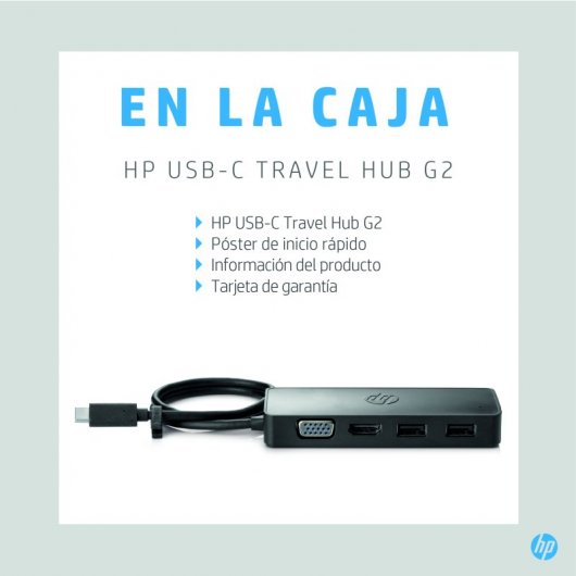 HP Hub de Viaje G2 USB-C a USB 3.0/USB-C/HDMI/VGA