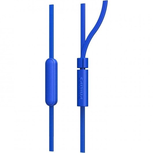 Auriculares Philips TAE1105BL con cable, conexión 3,5 mm, micrófono y control remoto, azul