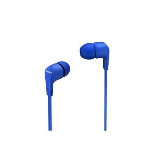 Auriculares Philips TAE1105BL con cable, conexión 3,5 mm, micrófono y control remoto, azul