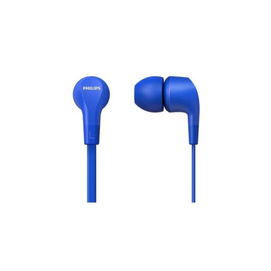 Auriculares Philips TAE1105BL con cable, conexión 3,5 mm, micrófono y control remoto, azul