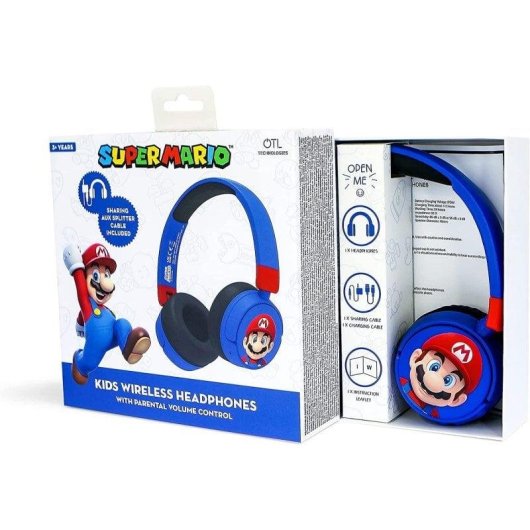 Casque Blade Super Mario sans fil et filaire Bluetooth Gaming Enfant Pliable Bleu Rouge