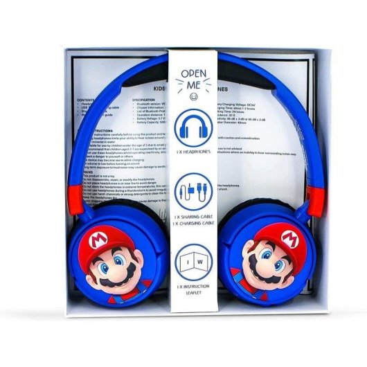 Casque Blade Super Mario sans fil et filaire Bluetooth Gaming Enfant Pliable Bleu Rouge