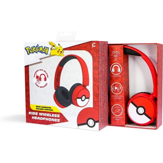 OTL Technologies Pokeball Pokémon Auriculares Infantiles Inalámbricos Plegables