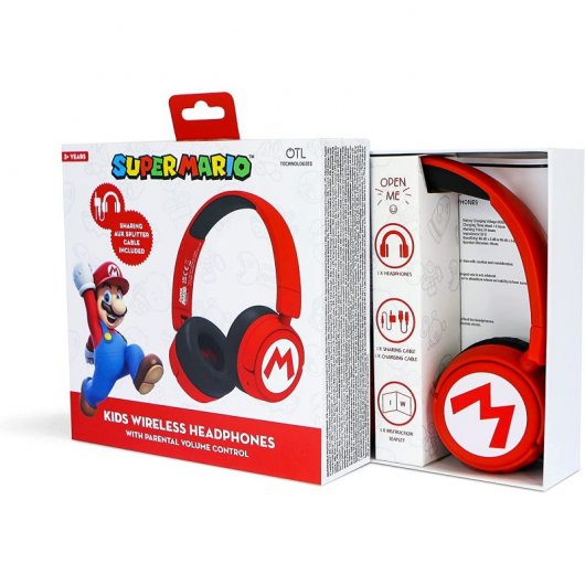 Super Mario Logo Auriculares Infantiles Inalámbricos Plegables