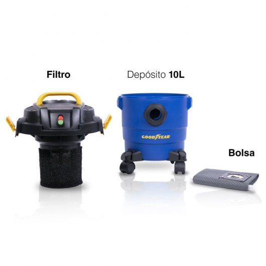 Goodyear Aspirador Sólidos/Líquidos 10L 1000W