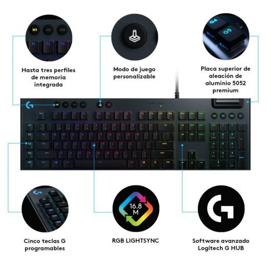 Logitech Pack G G502 X Ratón Gaming Negro 25600 DPI + G815 Teclado Mecánico Gaming RGB GL Táctil