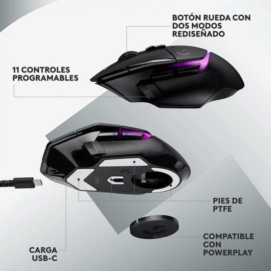 Logitech G502 X Plus Mouse wireless RGB nero 25600 DPI + pad con ricarica wireless Powerplay