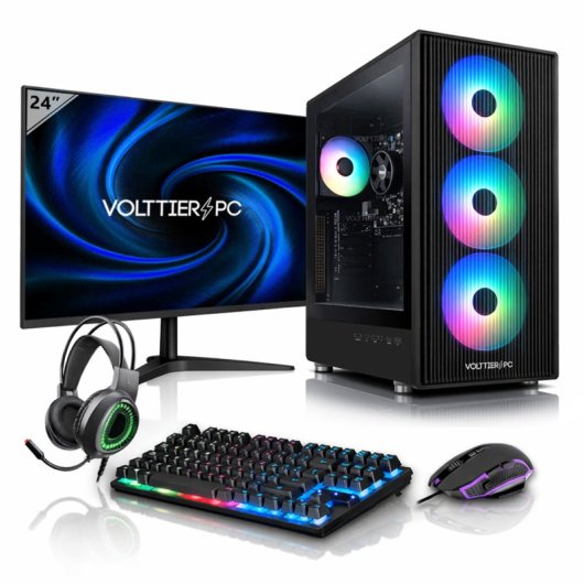 VolttierPC PC Gaming Completo AMD Ryzen 7 5700G/16GB/1TB SSD + Monitor 24" + Pack