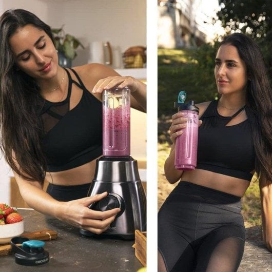 Frullatore Cecotec Power Black Titanium 1800 Go 1.8L 1800W 6 Lame Titanio Filtro Bottiglia Portatile