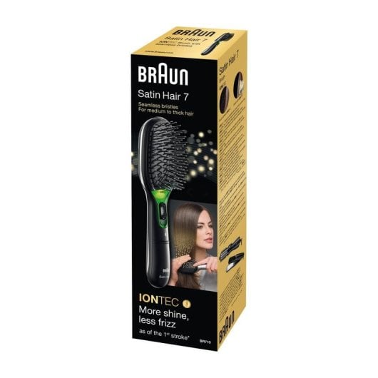 Escova Alisadora Iónica Braun Satin Hair 7 BR710 Desligamento Automático Preto Verde