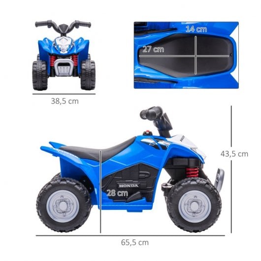 Aiyaplay Quad Eléctrico Honda con Licencia 6V Azul para Niños 18-36 Meses