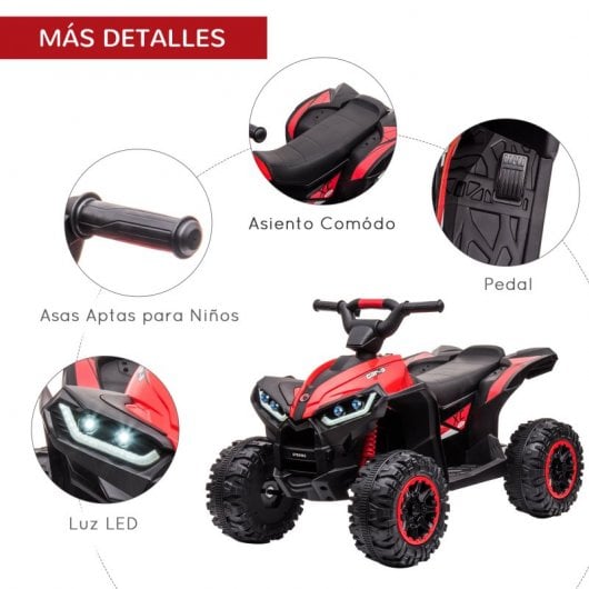 Homcom Quad Eléctrico 12V Rojo para Niños 3-5 Años