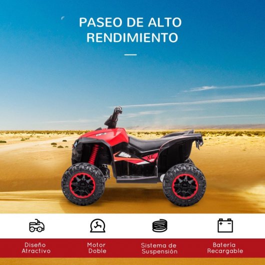 Homcom Quad Eléctrico 12V Rojo para Niños 3-5 Años