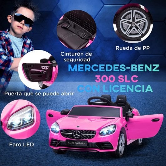 Aiyaplay Coche Eléctrico Mercedes SLC 300 con Licencia 12V Rosa