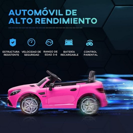 Aiyaplay Coche Eléctrico Mercedes SLC 300 con Licencia 12V Rosa
