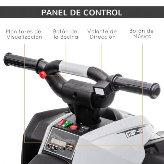 Homcom Quad Eléctrico 12V Blanco para Niños 3-5 Años