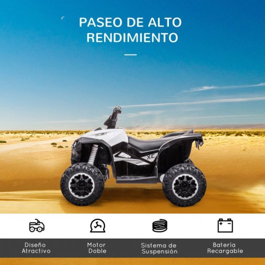 Homcom Quad Eléctrico 12V Blanco para Niños 3-5 Años
