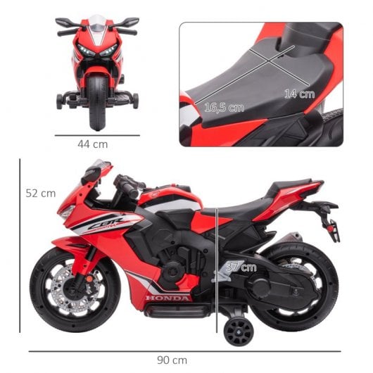 Homcom Moto Eléctrica Honda con Licencia 6V Rojo para Niños de 3-5 Años