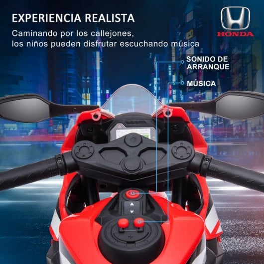 Homcom Moto Eléctrica Honda con Licencia 6V Rojo para Niños de 3-5 Años
