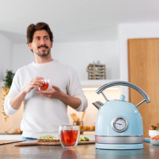 Chaleira elétrica Cecotec Thermosense 420 Vintage Light Blue 1,8L 2200W termómetro inox