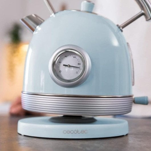 Chaleira elétrica Cecotec Thermosense 420 Vintage Light Blue 1,8L 2200W termómetro inox