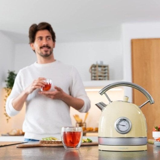 Wasserkocher Cecotec ThermoSense 420 Vintage Light Yellow 1,8L 2200W Edelstahl Temperaturanzeige