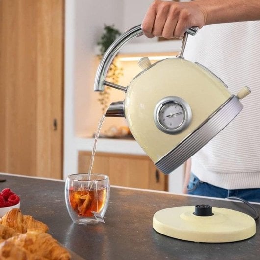 Wasserkocher Cecotec ThermoSense 420 Vintage Light Yellow 1,8L 2200W Edelstahl Temperaturanzeige