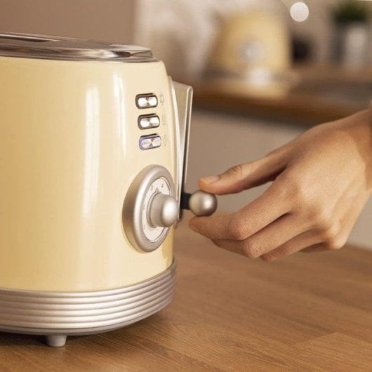 Tostador Cecotec Vintage 800 Light Yellow 2 Scheiben 850W Edelstahl Chrom Gelb