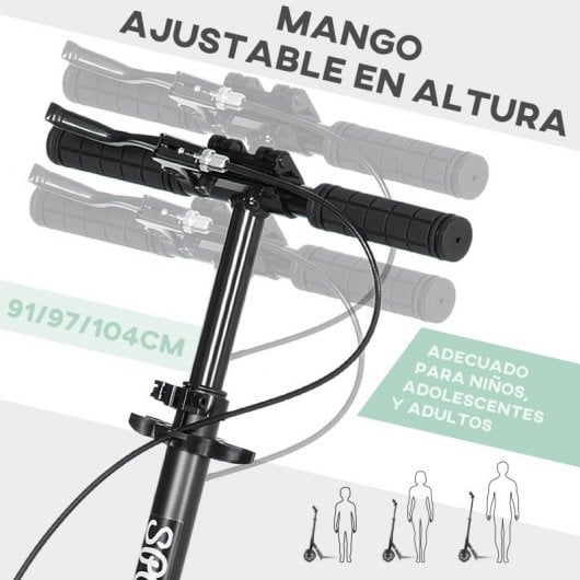 Homcom Patinete Plegable para +14 Años Menta/Negro