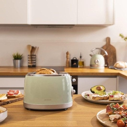Cecotec Toast&Taste 800 Vintage Light Green Tostadora Doble Ranura Extra Ancha 850W