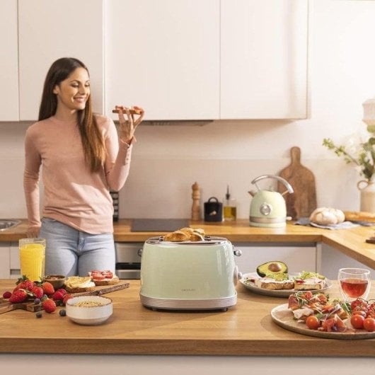 Cecotec Toast&Taste 800 Vintage Light Green Tostadora Doble Ranura Extra Ancha 850W