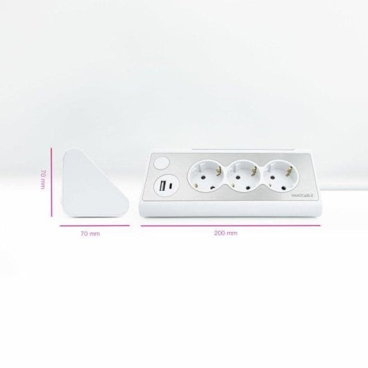 Régua de tomadas Nanocable 10.37.0013-W 3 Tomadas 2 USB-A USB-C Interruptor Protecção Crianças LED