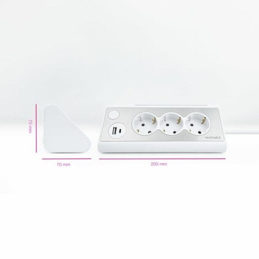 Régua de tomadas Nanocable 10.37.0013-W 3 Tomadas 2 USB-A USB-C Interruptor Protecção Crianças LED