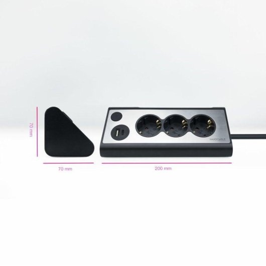 Multiprise Nanocable 10.37.0013-BK 3 Prises 2 USB-A USB-C Interrupteur LED Protection