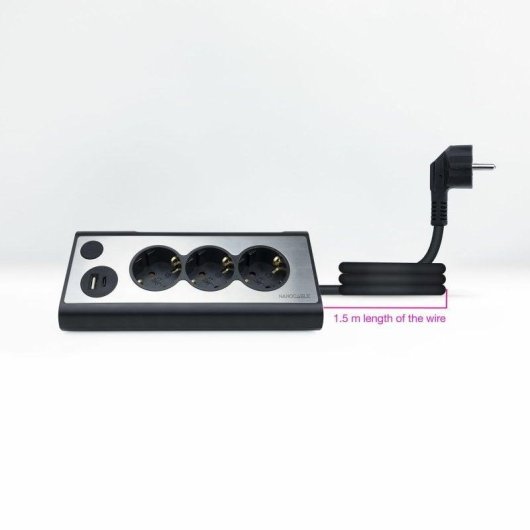 Multiprise Nanocable 10.37.0013-BK 3 Prises 2 USB-A USB-C Interrupteur LED Protection