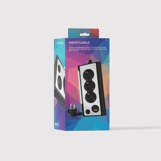 Multiprise Nanocable 10.37.0013-BK 3 Prises 2 USB-A USB-C Interrupteur LED Protection