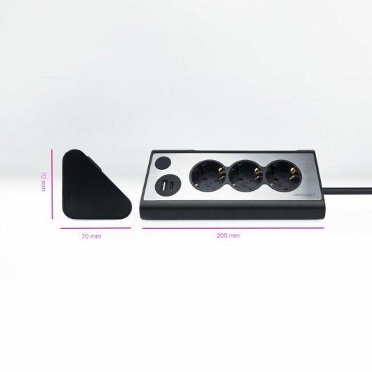 Multiprise Nanocable 10.37.0013-BK 3 Prises 2 USB-A USB-C Interrupteur LED Protection